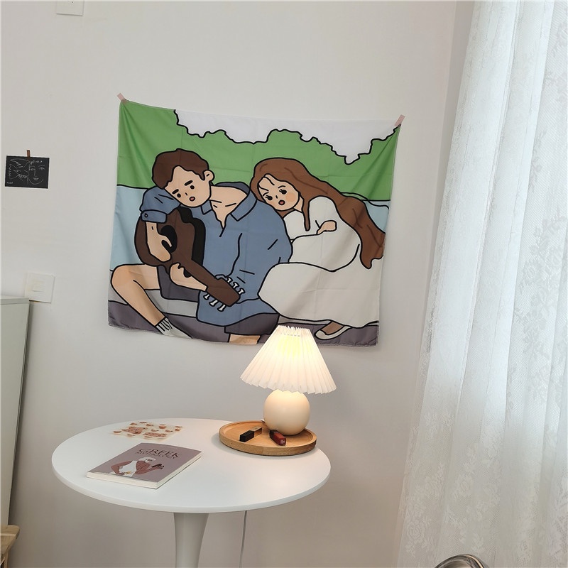 Vải treo tường decor phòng ngủ - Tranh vải hình cô gái dễ thương