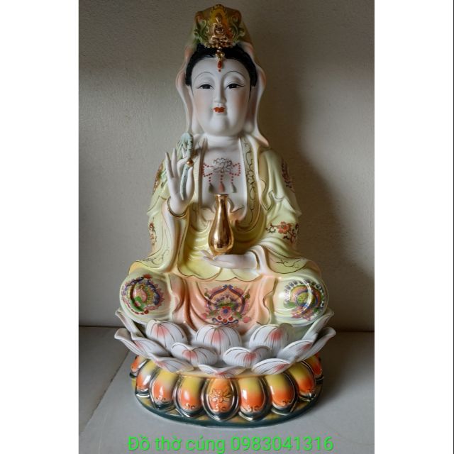 Tượng phật quan âm sứ vàng kim H=40cm R=24cm