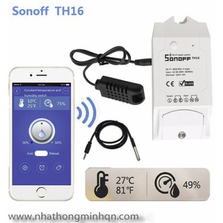 Công tắc điều khiển wifi cảm biến nhiệt độ, độ ẩm sonoff th16