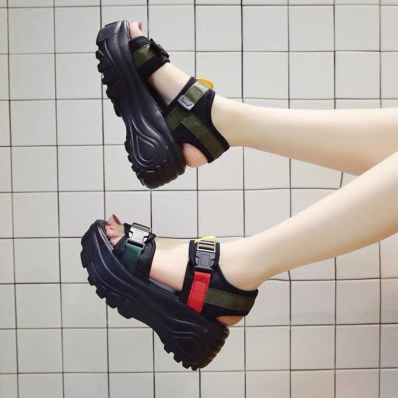Sandal Quai Dây Dù Khoá Cài , Sandal Độn Đế