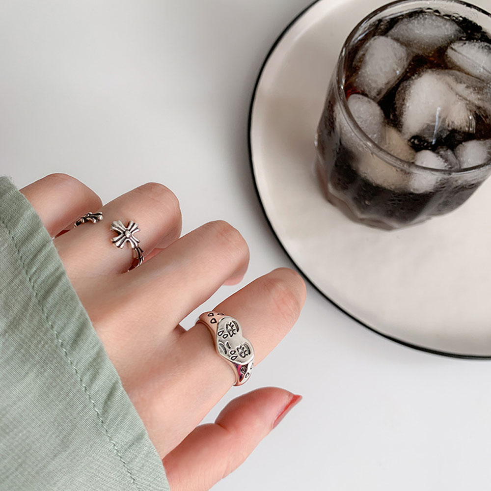 Nhẫn thời trang hình trái tim khắc biểu cảm độc đáo sáng tạo