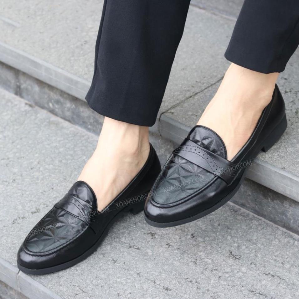 Giày Lười Nam Da Lì Dập Vân 3D Siêu Bền [ Bảo Hành 3 Tháng ] Mã G012 | BigBuy360 - bigbuy360.vn