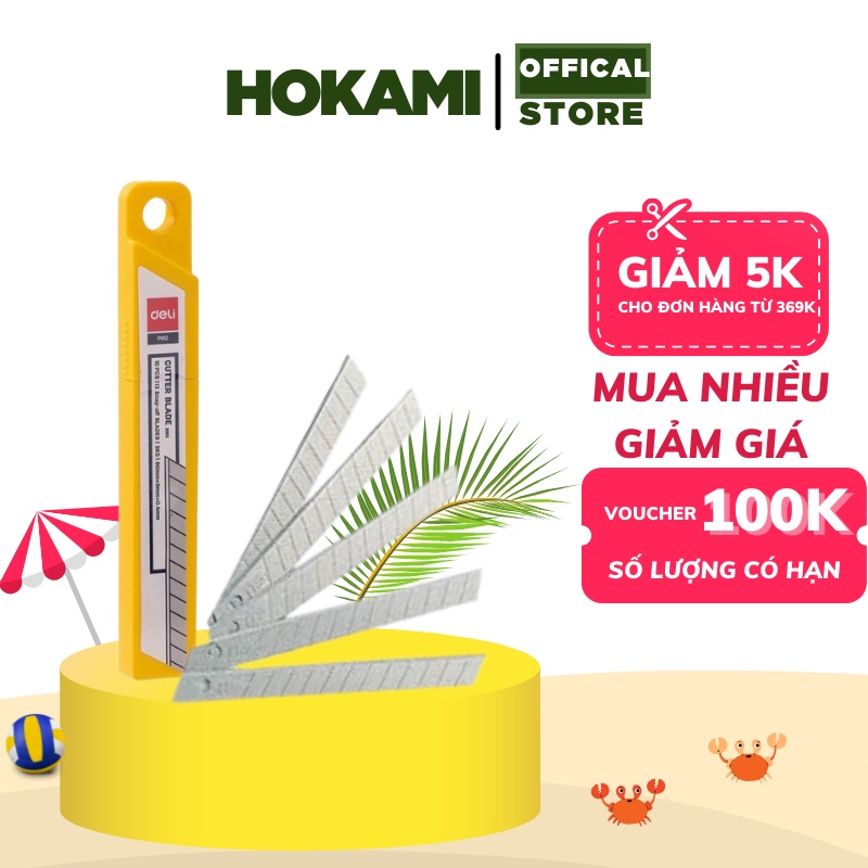 Lưỡi dao rọc giấy Deli 2012 - hộp 10 cái - HOKAMI STORE