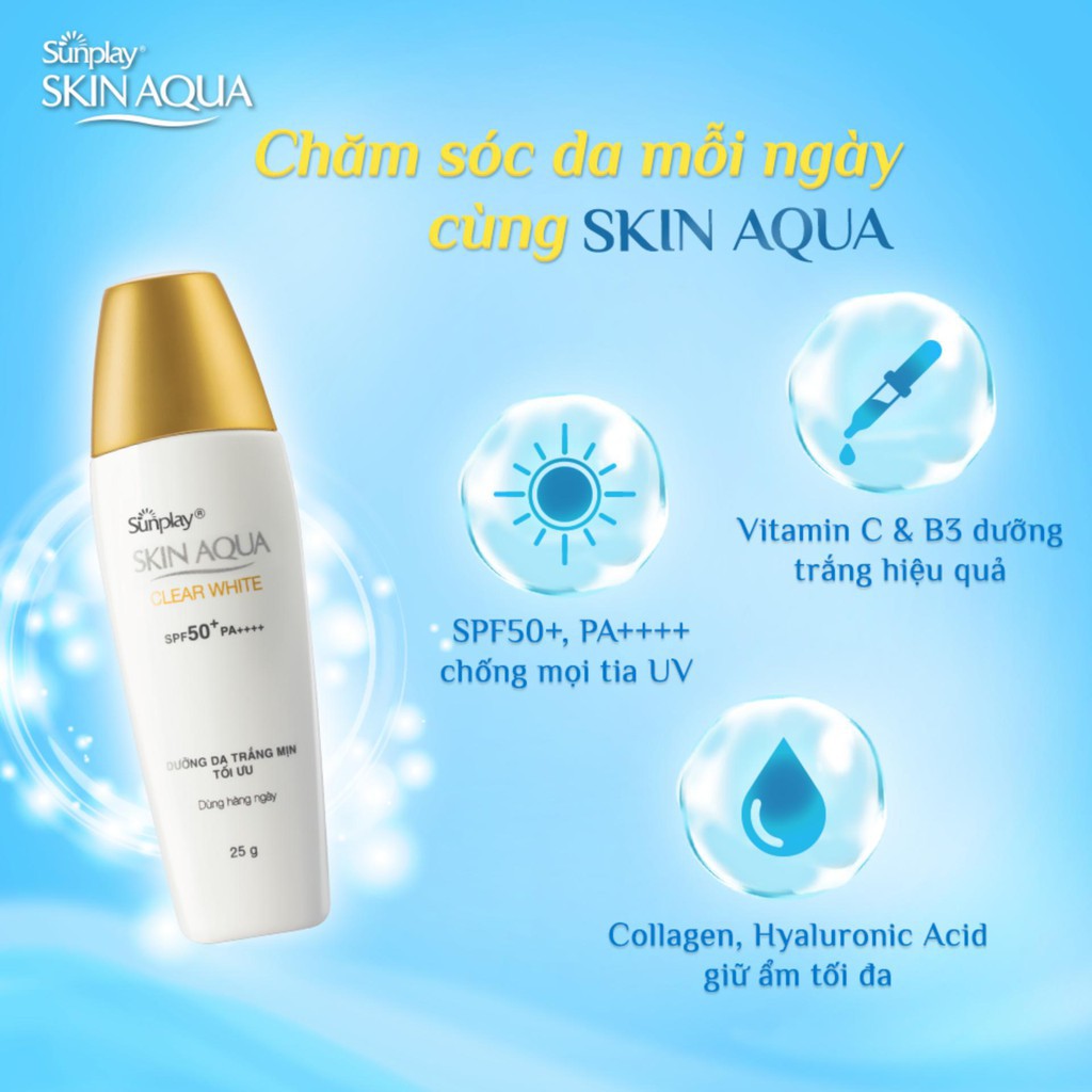 Sữa Chống Nắng Hằng Ngày Dưỡng Trắng Cho Da Dầu Sunplay Skin Aqua Clear White SPF 50, PA++++ 25g - HT257