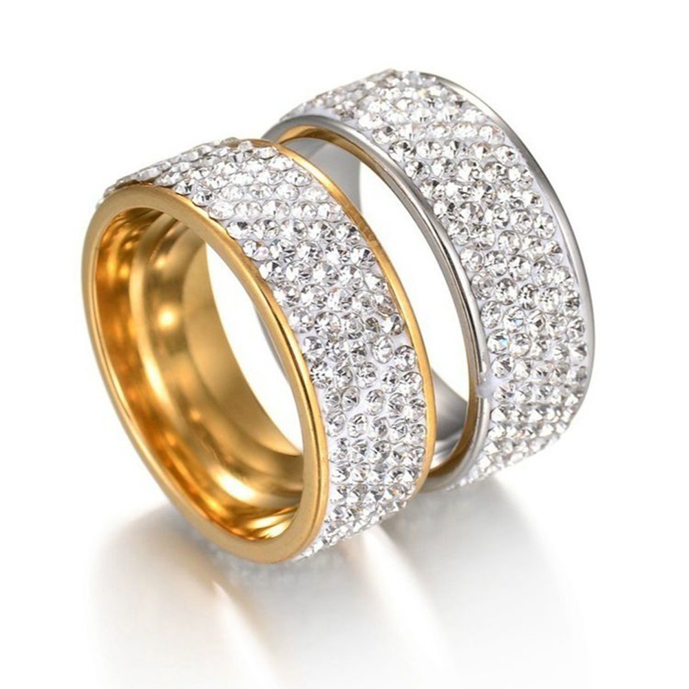 Nhẫn Đính Hôn Đính Đá 5 Hàng Sang Trọng