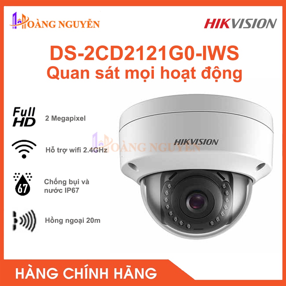 [NHÀ PHÂN PHỐI] Camera IP HikVision DS-2CD2121G0-IWS 2MP  -  Tính Năng Giảm Nhiễu Số 3D DNR, Chống Ngược Sáng BLC