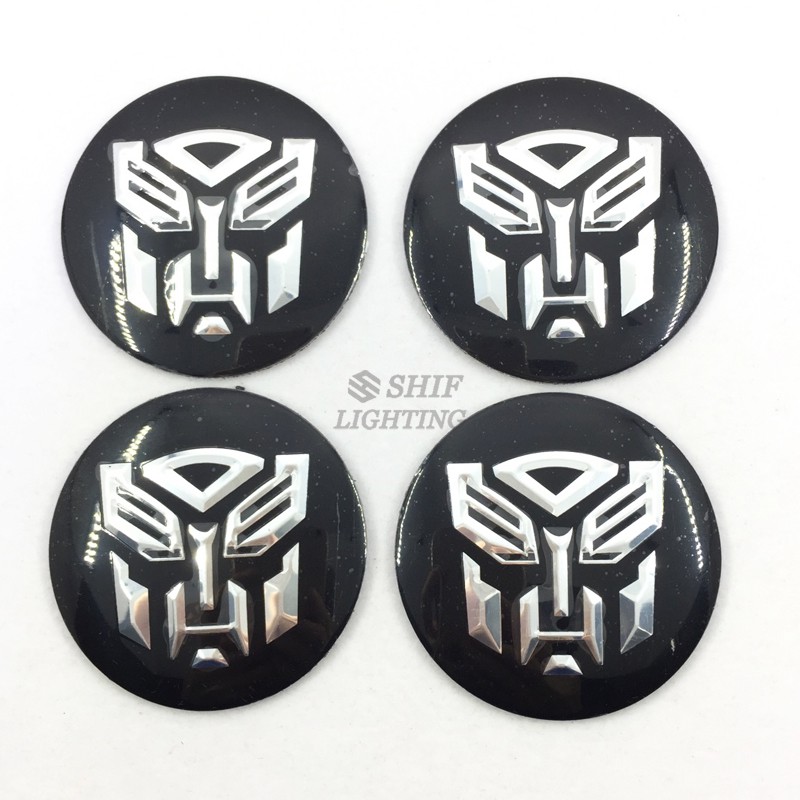 Bộ 4 miếng dán nắp giữa bánh xe hơi họa tiết Transformer 56mm