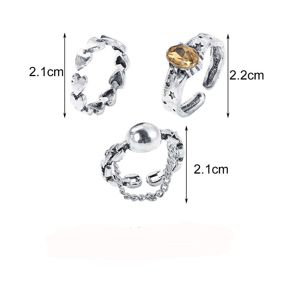 Bộ 3 / 5 Nhẫn Hở Hình Trái Tim Có Thể Điều Chỉnh Kích Thước|Vòng Tay Hợp Kim Unisex Thời Trang