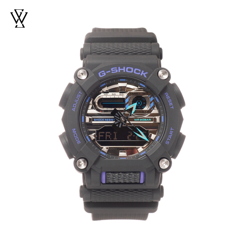 Đồng Hồ Quartz Nam Casio G-Shock WATCHSTORE GA-900AS-1ADR Thiết Kế Mặt Kính Khoáng Tròn 49.5mm, Vỏ Và Dây Nhựa Bền Bỉ