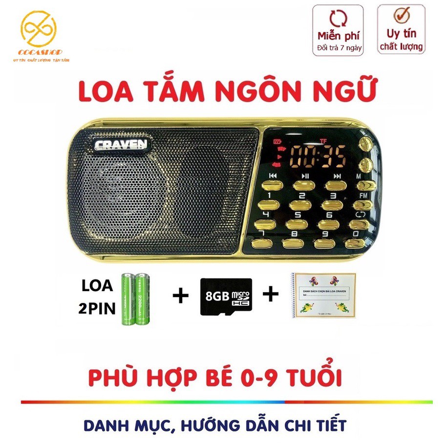 Loa Tắm Ngôn Ngữ, Radio học tiếng anh cho bé, đài Craven 836s 2 Pin, Tiếng ồn trắng