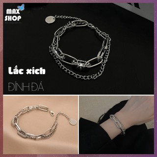 Vòng tay hình XÍCH ĐÍNH ĐÁ thời trang thép tian phong cách cool ngầu