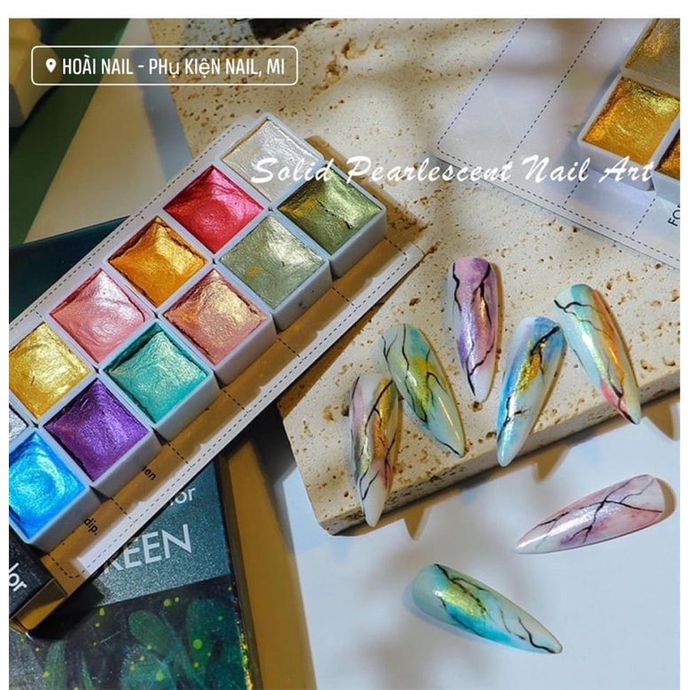 Set màu vẽ khô nhũ cao cấp- phụ kiện nail