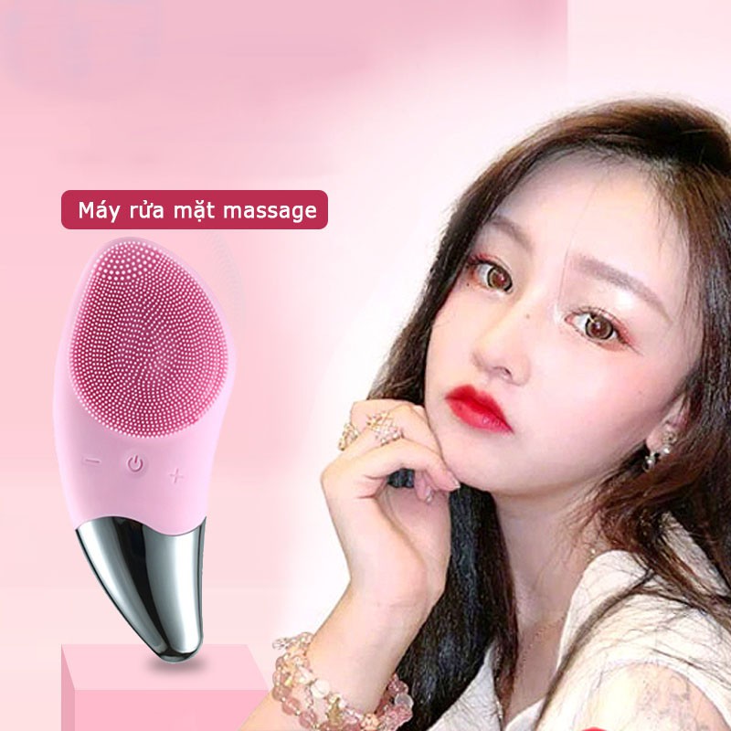 Máy rửa mặt SONIC FACIAL cao cấp 3in1 Silicon làm sạch sâu da chức năng rửa mặt masage mặt