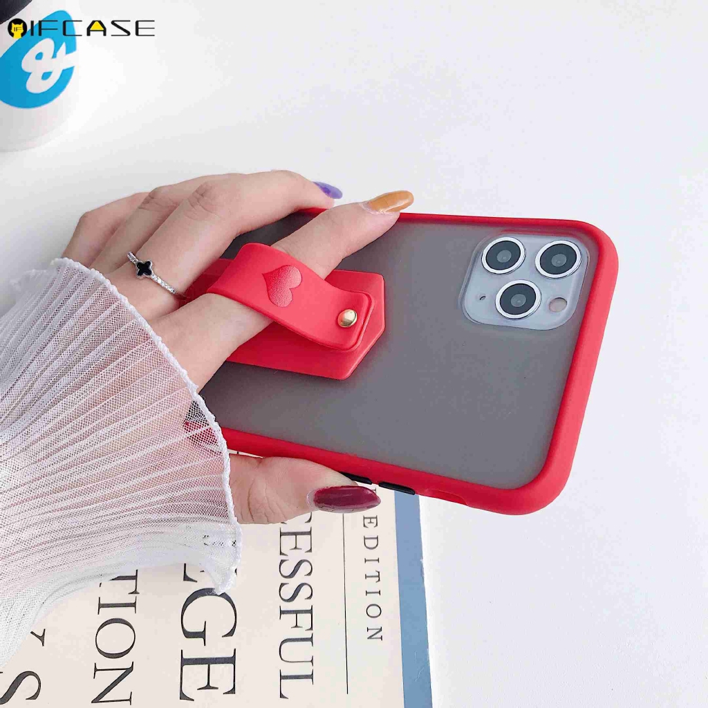 Ốp điện thoại trong suốt có giá đỡ họa tiết trái tim cho iPhone 11 Pro XS Max XR XS X 7 8 6 6s Plus