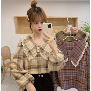 Áo kiểu nữ kẻ sọc tay phồng, áo sơ mi bánh bèo, vintage chất đẹp