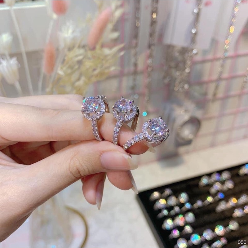 Nhẫn nữ xoàn trắng dát bạch kim cao cấp mẫu mới cực xinh