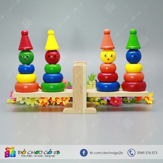 Đồ chơi gỗ 4 chú hề trên cầu thăng bằng