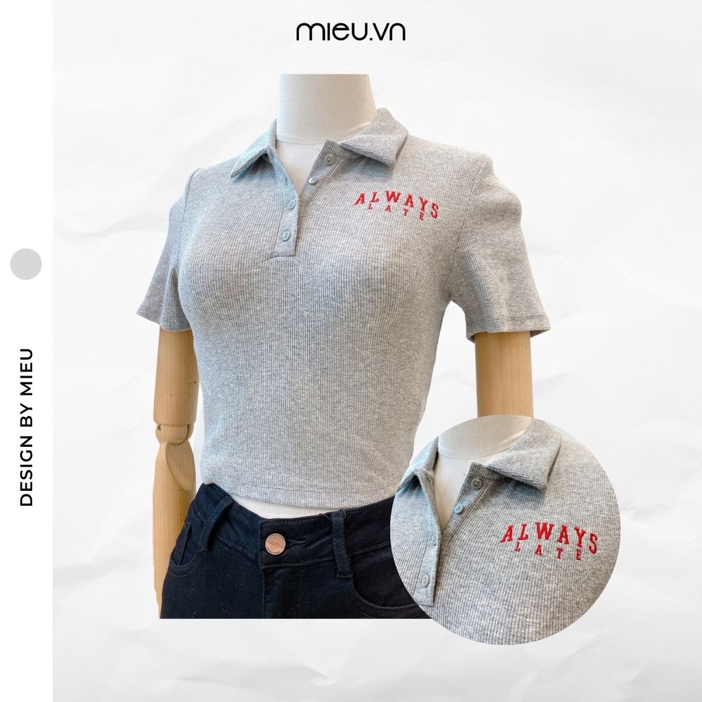 Áo thun crop polo thêu Always - HD37