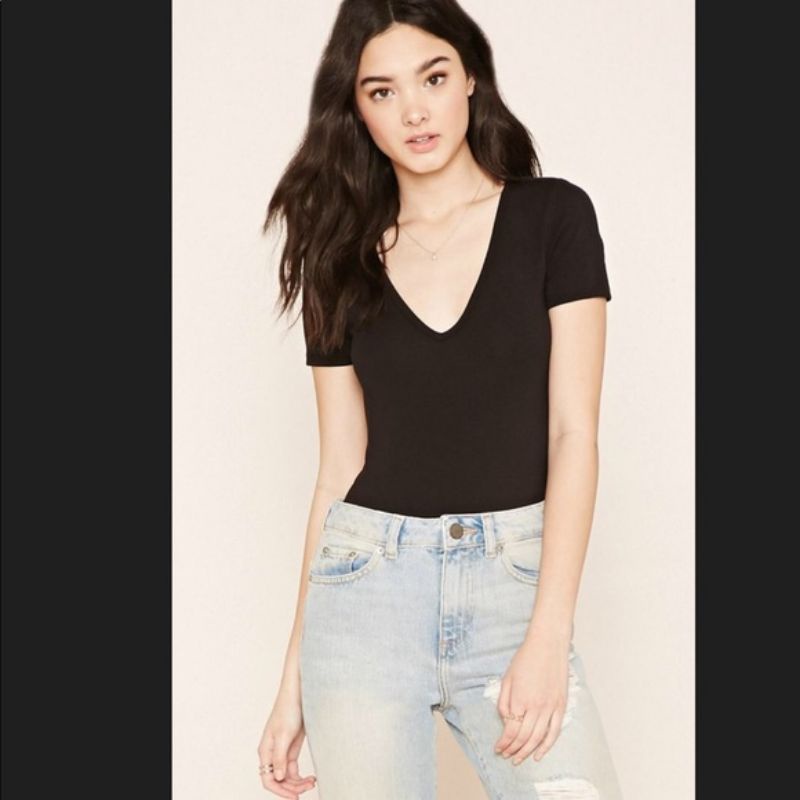 Bodysuit cổ V tay ngắn Ép21 vnxk | BigBuy360 - bigbuy360.vn