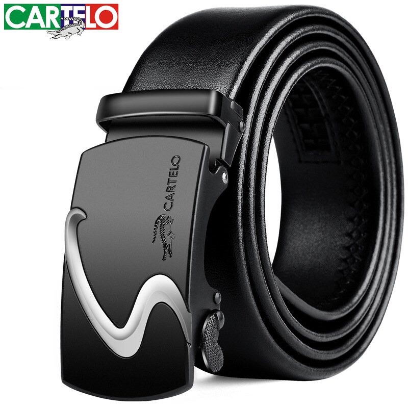 Thắt lưng nam cao cấp Cartelo, nịt nam da bò 2 lớp, dây lưng nam khoá tự động bản rộng 3,5cm, full hộp