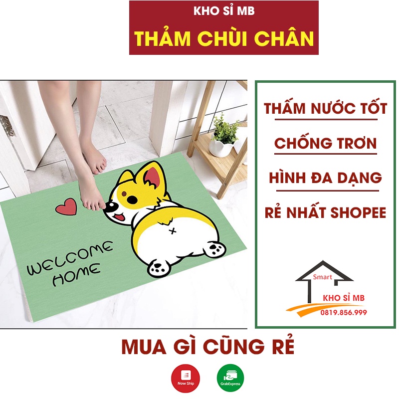 Thảm lau chân 3d hình thú chống trượt, thảm nỉ trải sàn thấm nước tốt dùng chùi chân trong nhà bếp nhà tắm kho sỉ mb