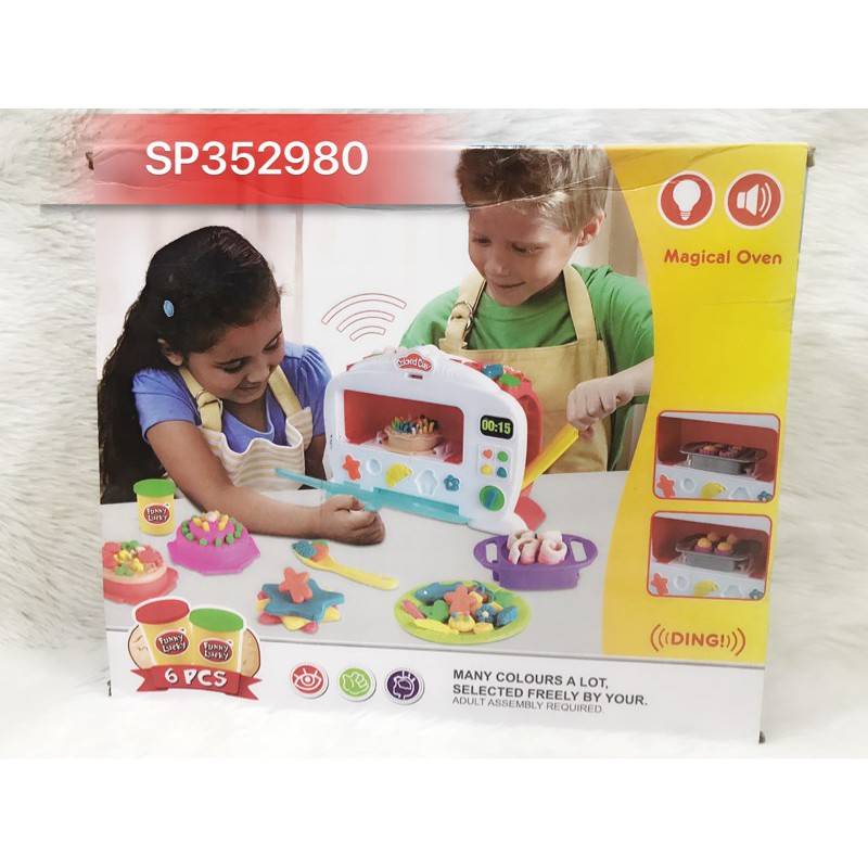 Đồ chơi ĐẤT SÉT LÀM BÁNH + LÒ NƯỚNG PIN + KHUÔN 6 HŨ Colored Clay, F018-30