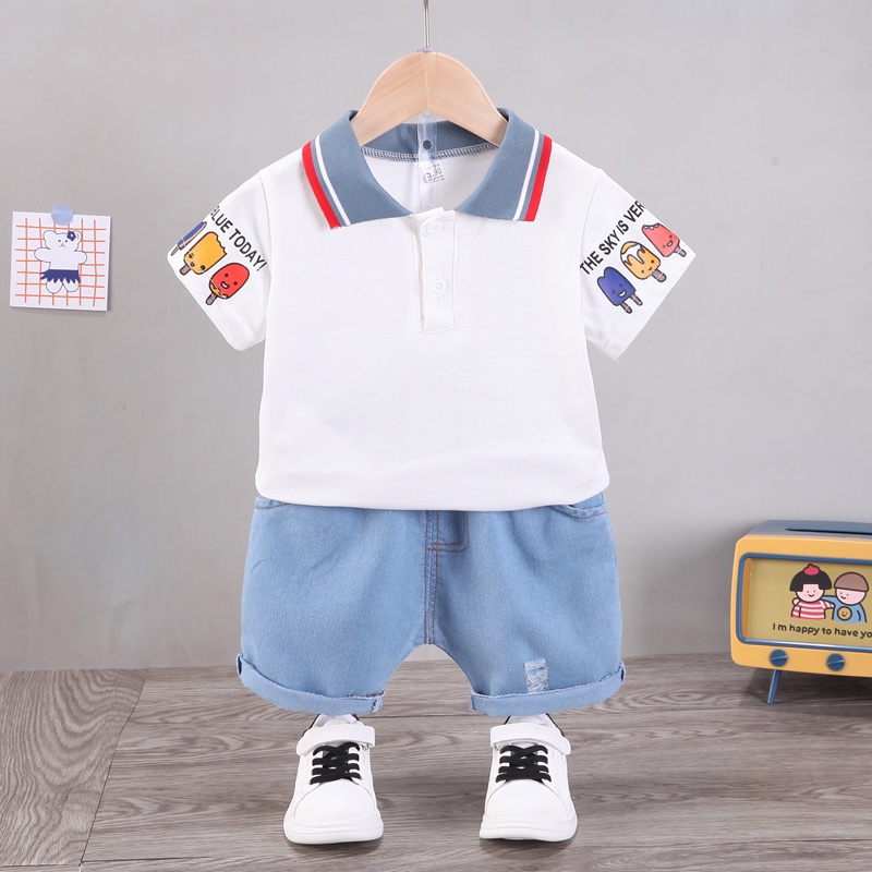 Set Đồ Mùa Hè 2 Món Gồm Áo Thun Và Quần Ngắn Thời Trang Cho Bé Trai Và Gái