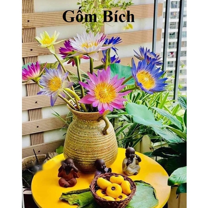 Bình Hoa Lọ Hoa Men Mộc Dáng Giỏ Cua Đắp Tai Gốm Sứ Bát Tràng - Gốm Bích