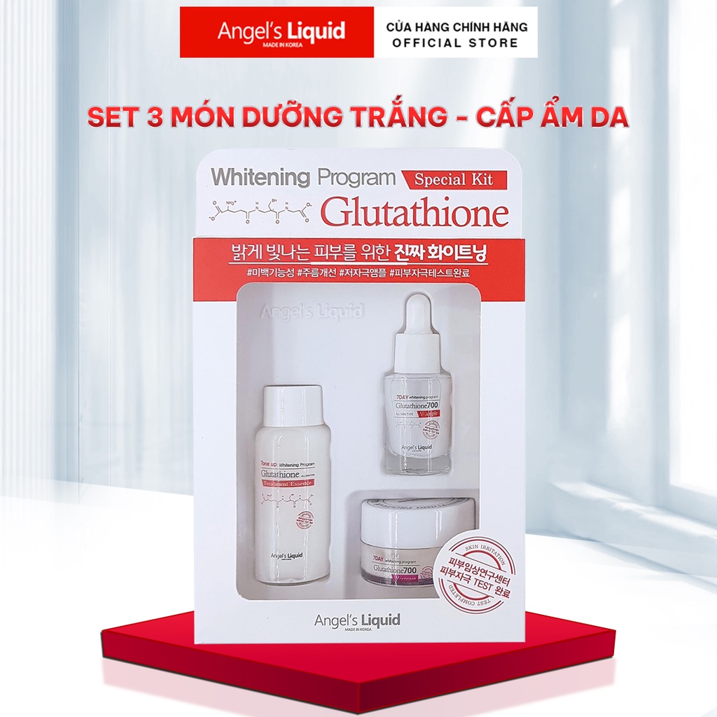 Bộ 3 Sản Phẩm Dưỡng Trắng Da Angel Liquid Whitening Program Glutathione