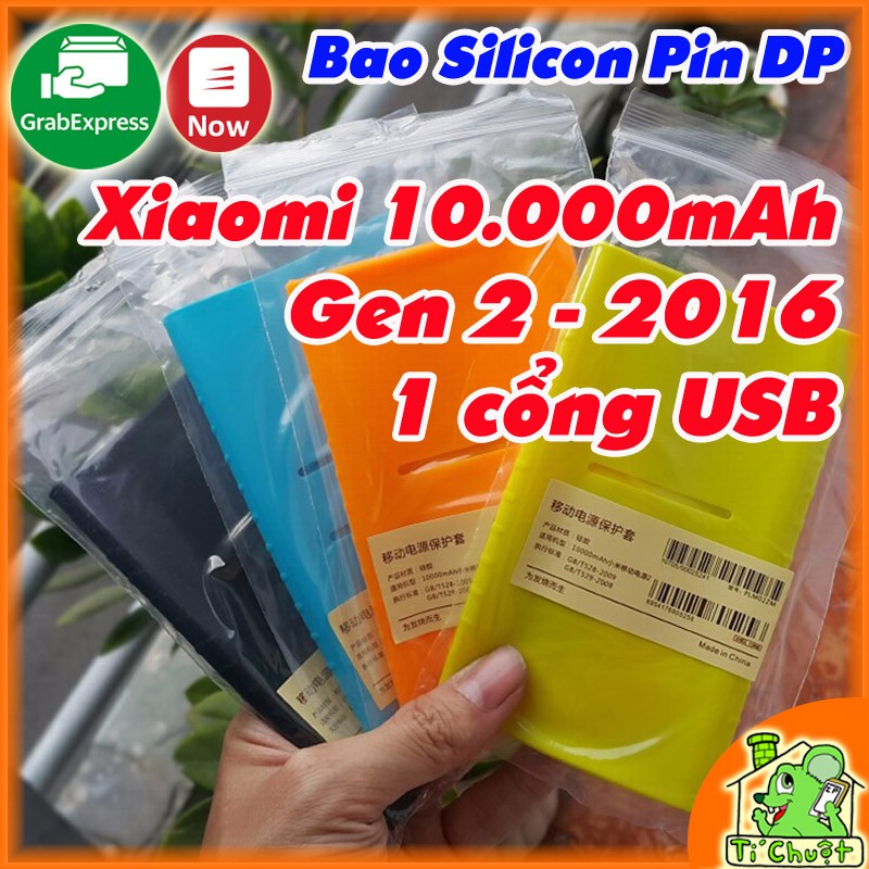 Bao Silicon Bọc Bảo Vệ Cho Pin DP Xiaomi 10000mAh Gen 2 2016 1 cổng USB Chính Hãng