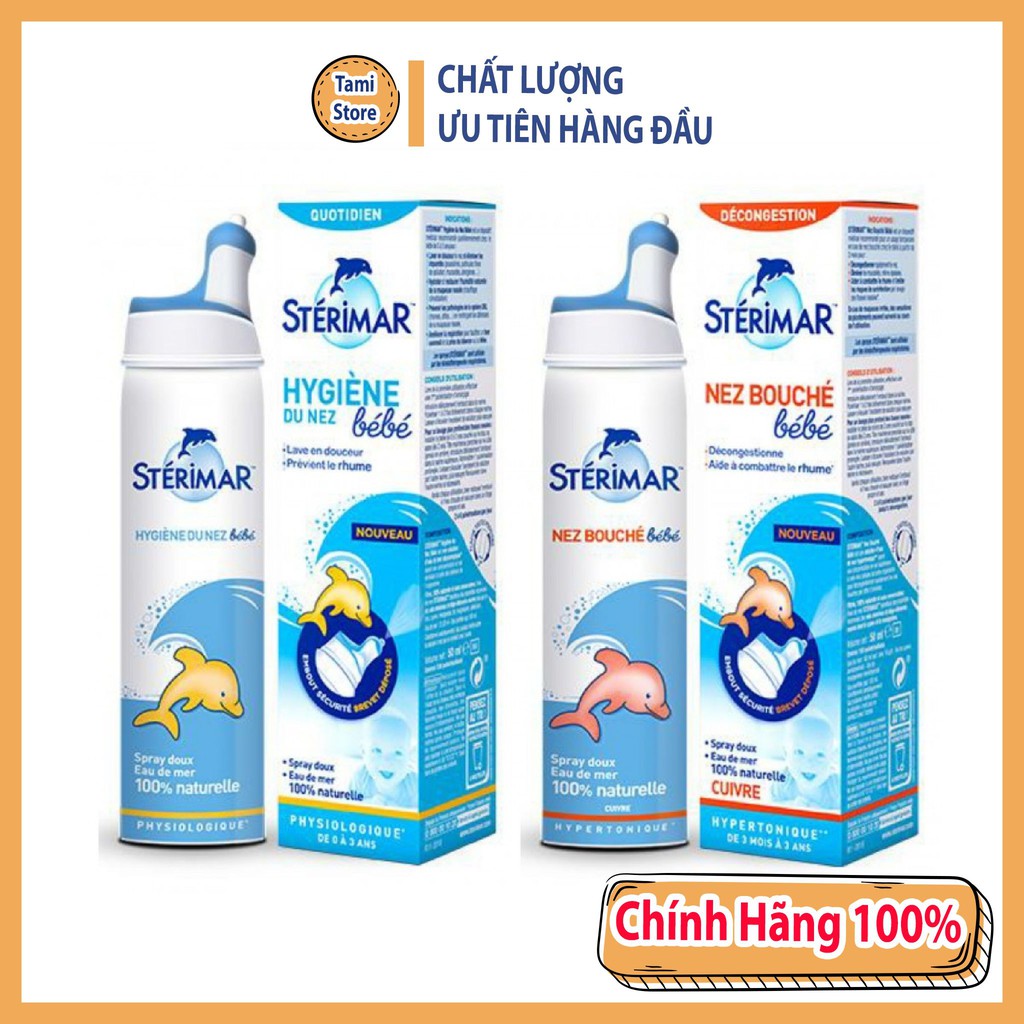Xịt Mũi Cá Heo Vàng Và Cá Heo Cam Sterimar Nội Địa Pháp Giúp Làm Sạch, Giảm Nghẹt Mũi Sổ Mũi Hàng Chuẩn 100%