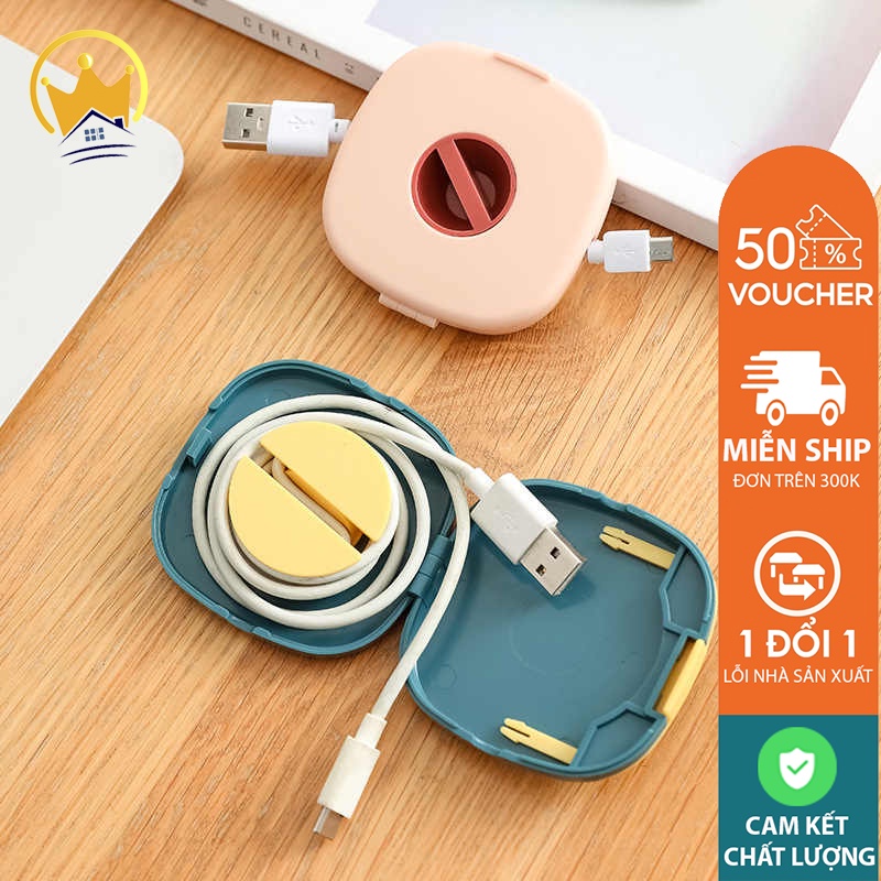 Hộp cuốn dây sạc, tai nghe tiện lợi, nhỏ gọn , phong cách