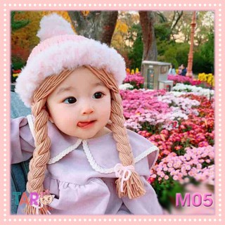 Mũ len bím tóc bé gái đáng yêu