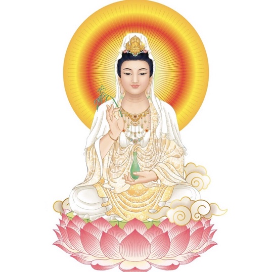 Combo 2  hình Phật Quan Âm cầu bình an, dán xe,nhà cửa  kích thước  6cm x 8cm cáng màng kim tuyến lấp lánh, đẹp sắc nét.