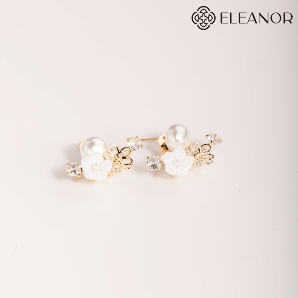Bông tai nữ chuôi bạc 925 Eleanor Accessories dáng dài đính đá ngọc trai nhân tạo phụ kiện trang sức 5813