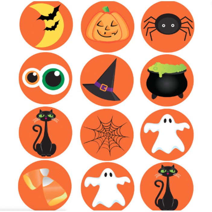 Set 12 nhãn dán trang trí túi bánh, hộp bánh chủ đề halloween 4