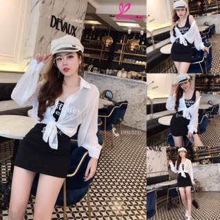 Set Đầm Body + Khoác Sơmi Mix 2 Kiểu Bigsize ( Có Ảnh Thật)