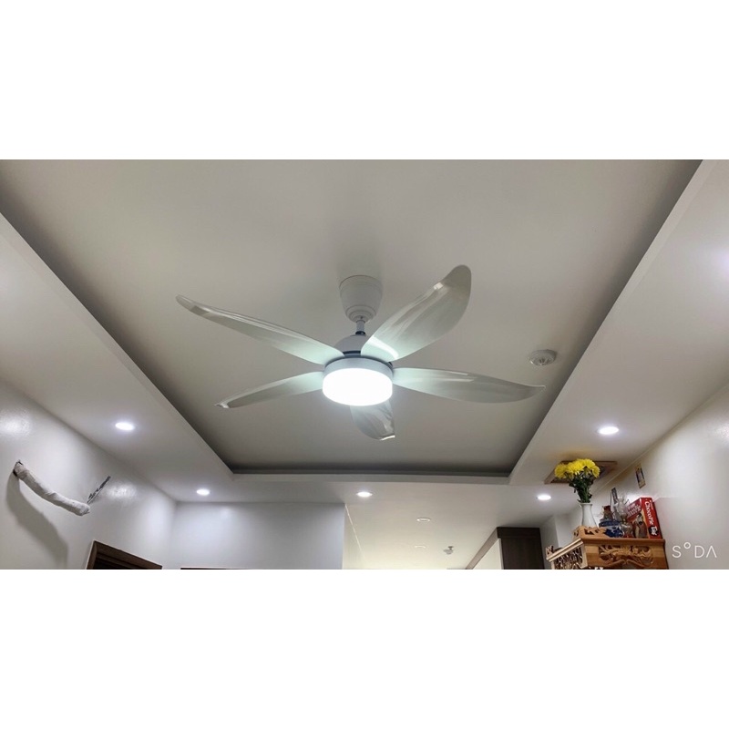Quạt Trần Đèn 5 Cánh Mầu trắng động cơ lõi đồng