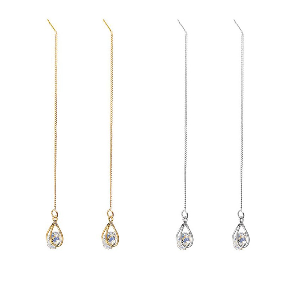 Đôi khuyên tai dài đính đá thời trang thanh lịch cho nữ