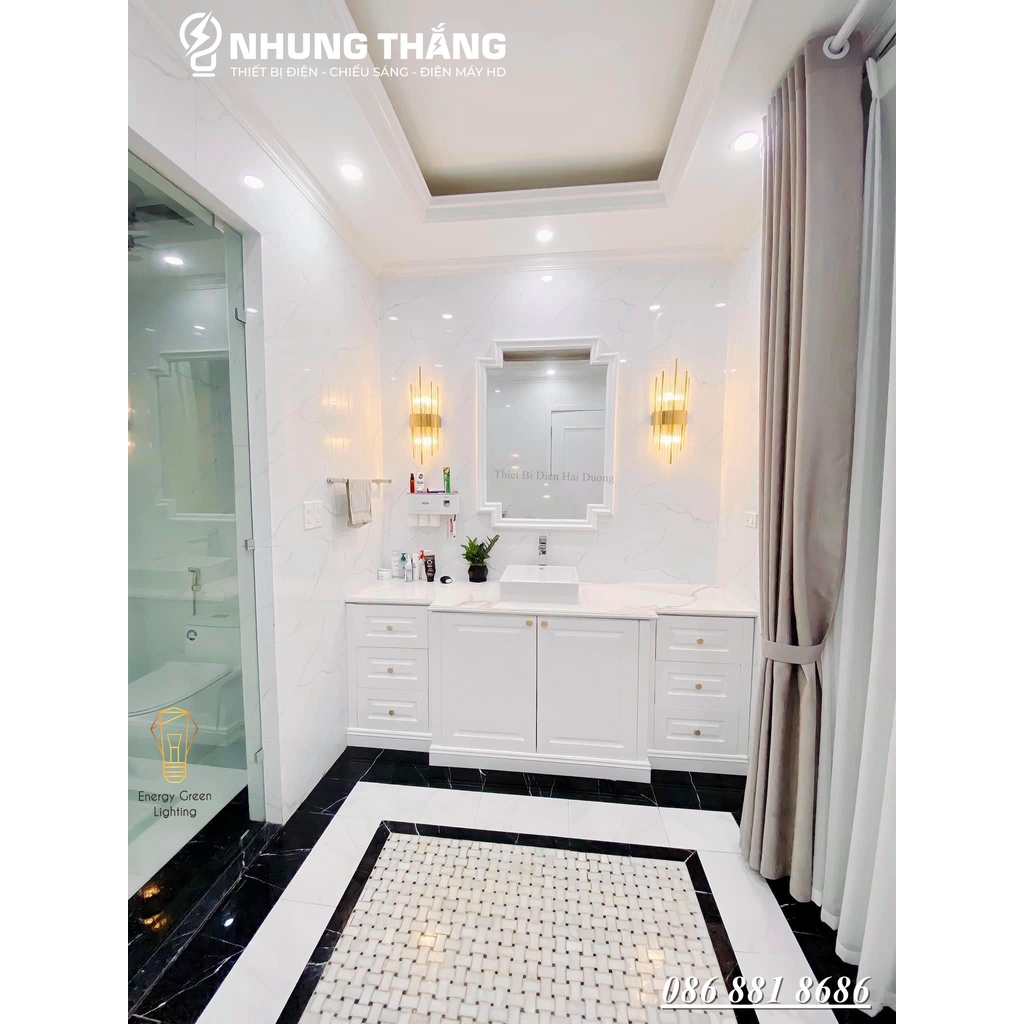 Bộ 2 Đèn Gắn Tường Cao Cấp Decor DT-3888 - Sử Dụng Đui E14 - Trang Trí Trong Nhà , Cầu Thang , Hành Lang - Kèm 4Bóng Led