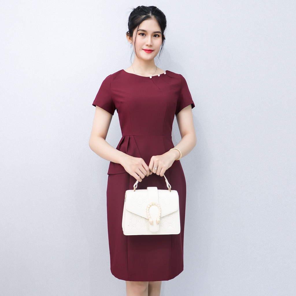 Đầm Body Dự Tiệc Công Sở Sang Trọng Bigsize AMYRA , Thiết Kế Ôm Body Che Bụng Cổ Xếp Li Thoáng Mát Cao Cấp DA118