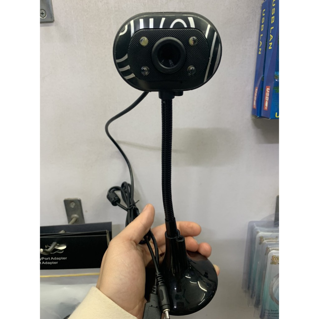 Webcam Chân Cao có mic dùng cho máy tính có tích hợp mic và đèn Led trợ sáng - Webcam máy tính để bàn