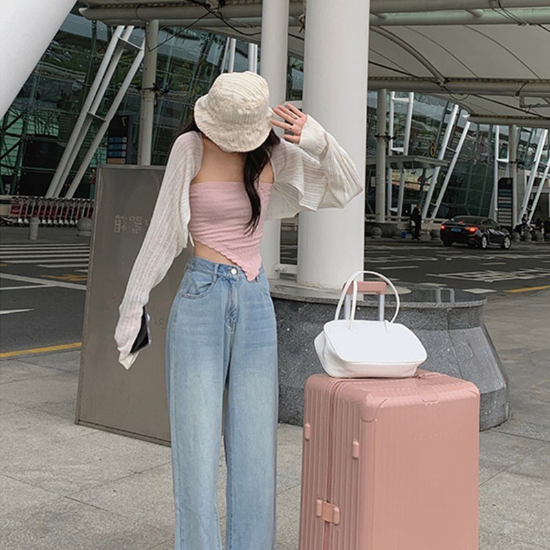【ZHELIHANGFEI】 Áo Khoác Cardigan Dệt Kim Tay Dài Chống Nắng