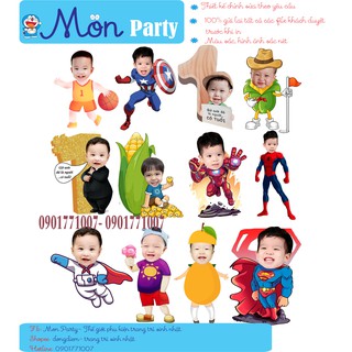Hình chibi sinh nhật Mon Party (miễn phí thiết kế) cao 25cm, thiết kế chibi sinh nhật cho bé trang trí tiệc sinh nhật