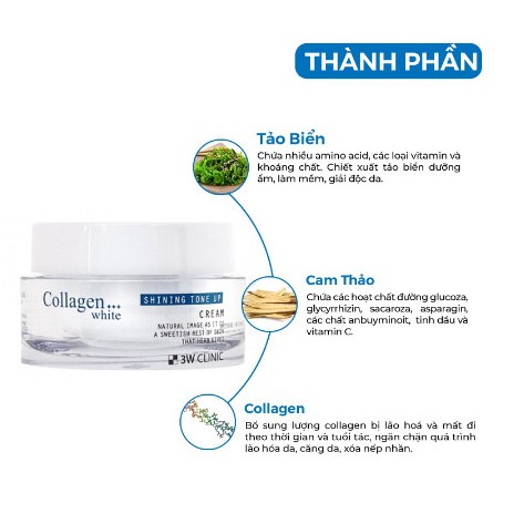 KEM DƯỠNG TRẮNG DA DƯỠNG ẨM NÂNG TONE White Shining Tone Up Cream 3W Clinic Hàn Quốc 50ml