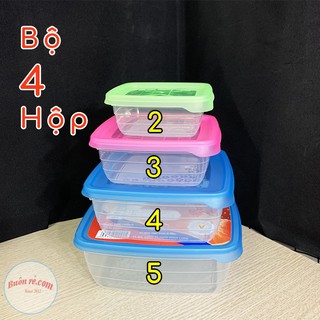 Bộ 5 hộp nhựa đựng thực phẩm Song Long 2812 giúp bảo quản đồ ăn Buôn Rẻ 01174