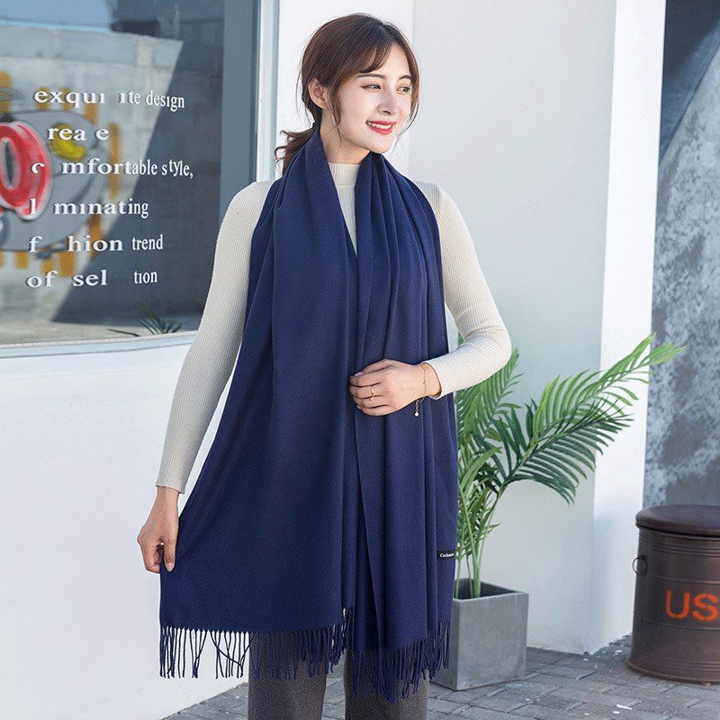 Khăn Len Quàng Cổ Cashmere Nữ - Khăn Choàng Giữ Ấm, Đi Biển Đẹp Màu (Vàng, Nâu, Be, Đen, Đỏ, Đen