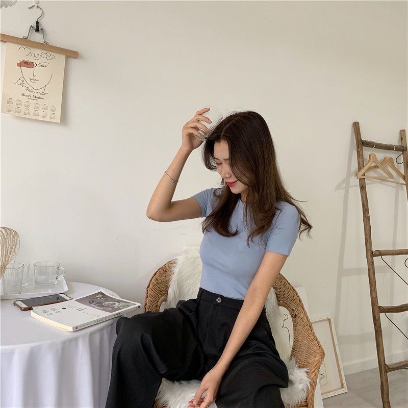 Áo thun nữ trơn cổ tròn HABO AT12 | BigBuy360 - bigbuy360.vn