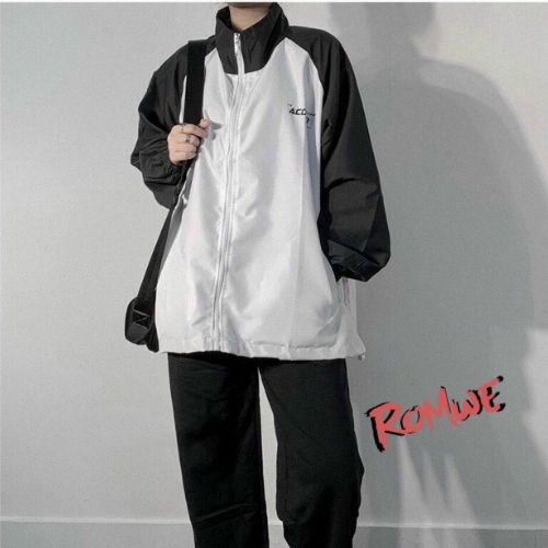 Áo khoác gió ACOVER khoác kéo ống tay bo chun form to rộng thời trang phong cách nam nữ unisex ROMWE