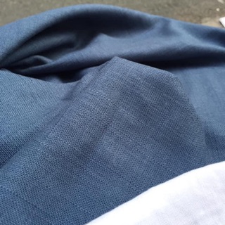 Vải Linen tưng mình gân dầy vừa màu xám thép.